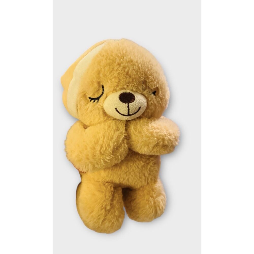 Linzy Kneeling Praying Bear Plush 10" Tan Now I Lay Me Down To Sleep Talking Toy